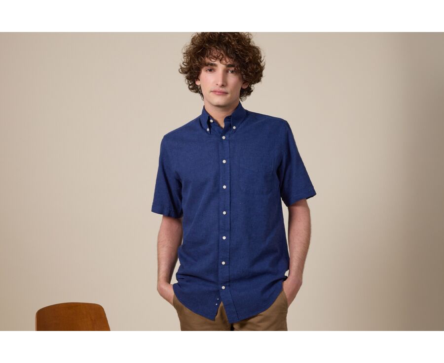 Chambray Indigo cotton/linen shirt - COLTEN MC
