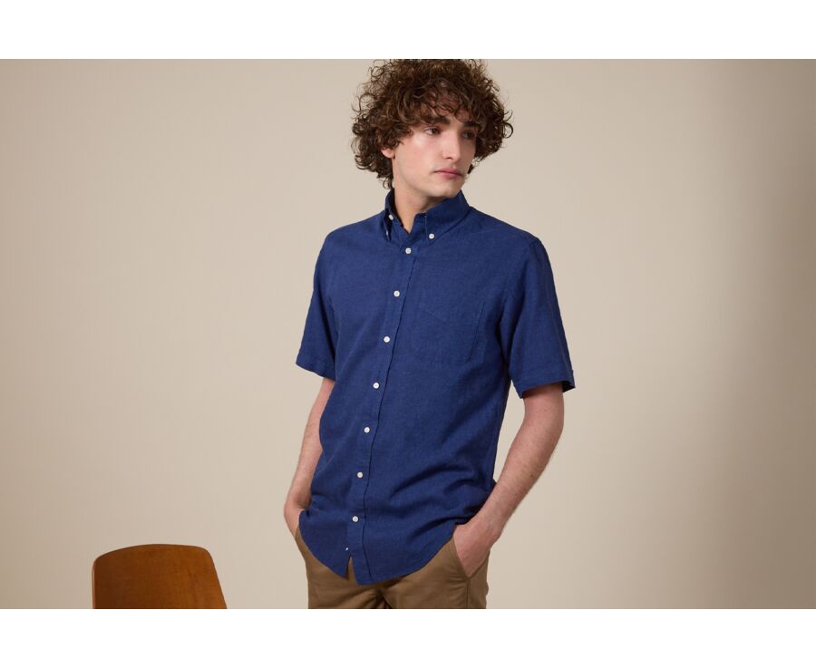 Chambray Indigo cotton/linen shirt - COLTEN MC