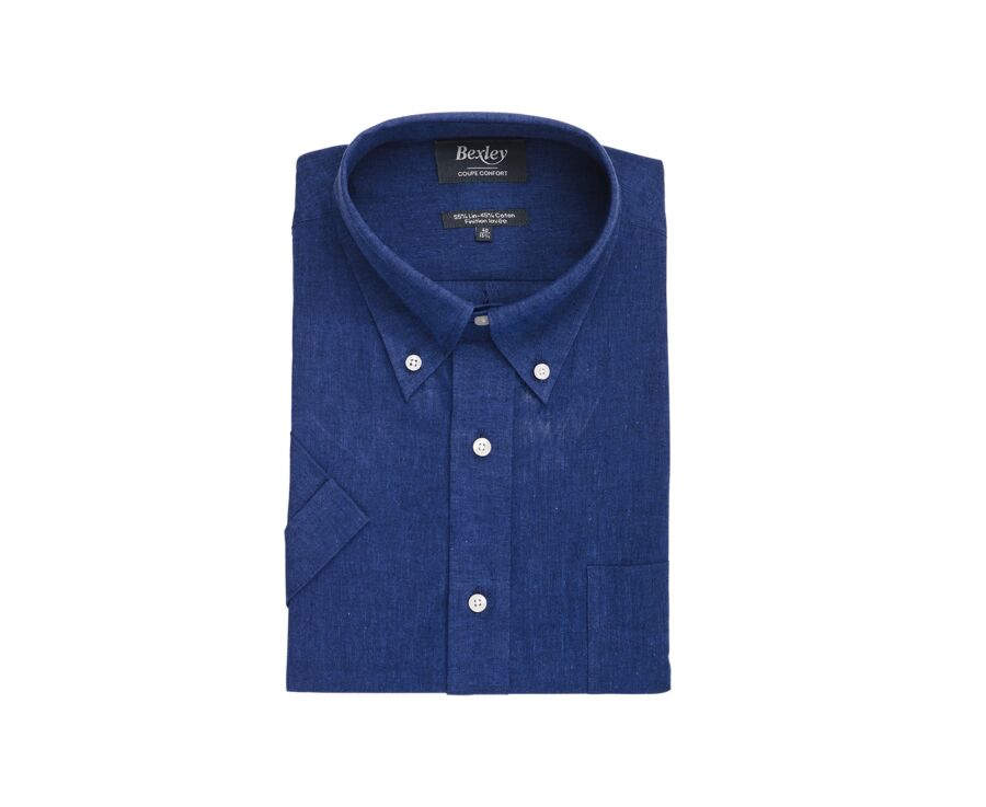 Chambray Indigo cotton/linen shirt - COLTEN MC