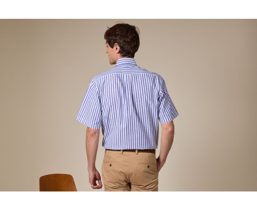 Ocean Blue Chambray & White cotton/linen shirt - COLTEN MC