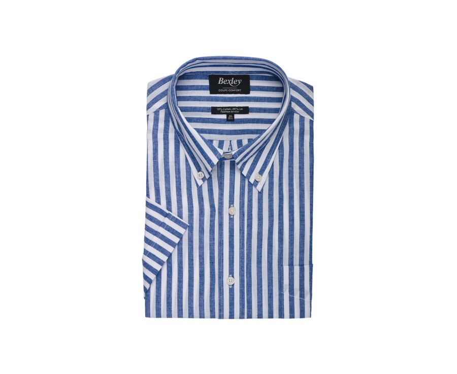 Ocean Blue Chambray & White cotton/linen shirt - COLTEN MC