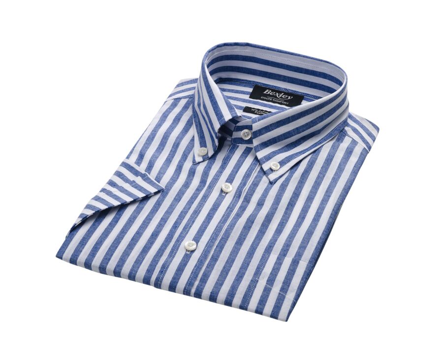 Ocean Blue Chambray & White cotton/linen shirt - COLTEN MC