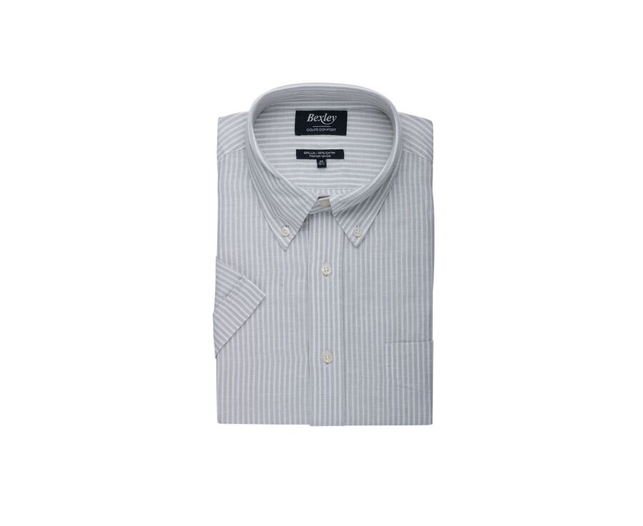 Lime Green Chambray & White cotton linen shirt - Chest pocket - COLTEN MC