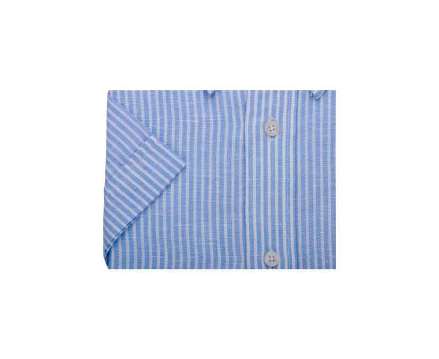 Light Blue Chambray & White cotton linen shirt - Chest pocket - COLTEN MC