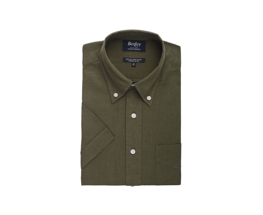 Chambray Dark Green cotton/linen shirt - COLTEN MC