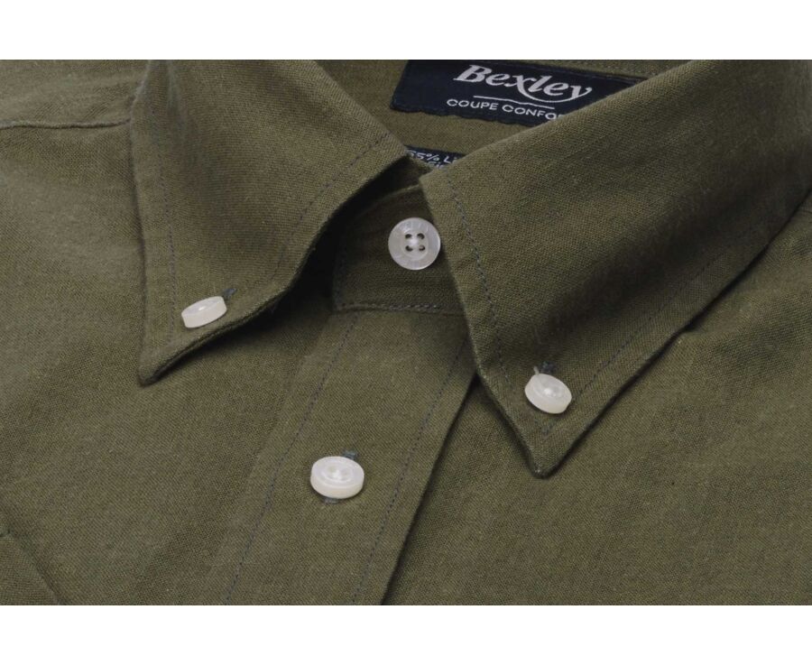 Chambray Dark Green cotton/linen shirt - COLTEN MC