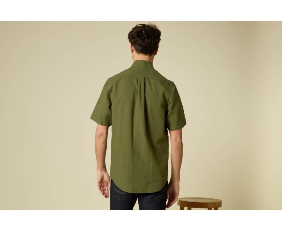 Chambray Dark Green cotton/linen shirt - COLTEN MC