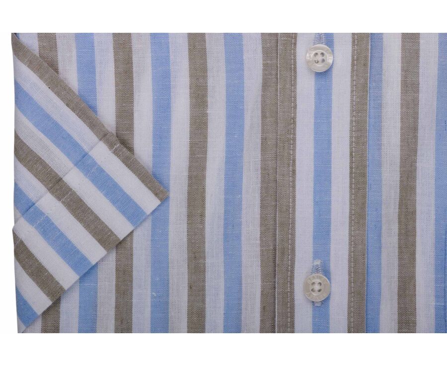 Light blue and sage green cotton/linen shirt - COLTEN MC