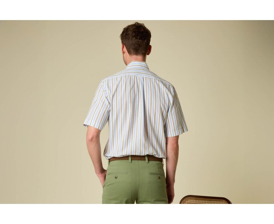 Light blue and sage green cotton/linen shirt - COLTEN MC