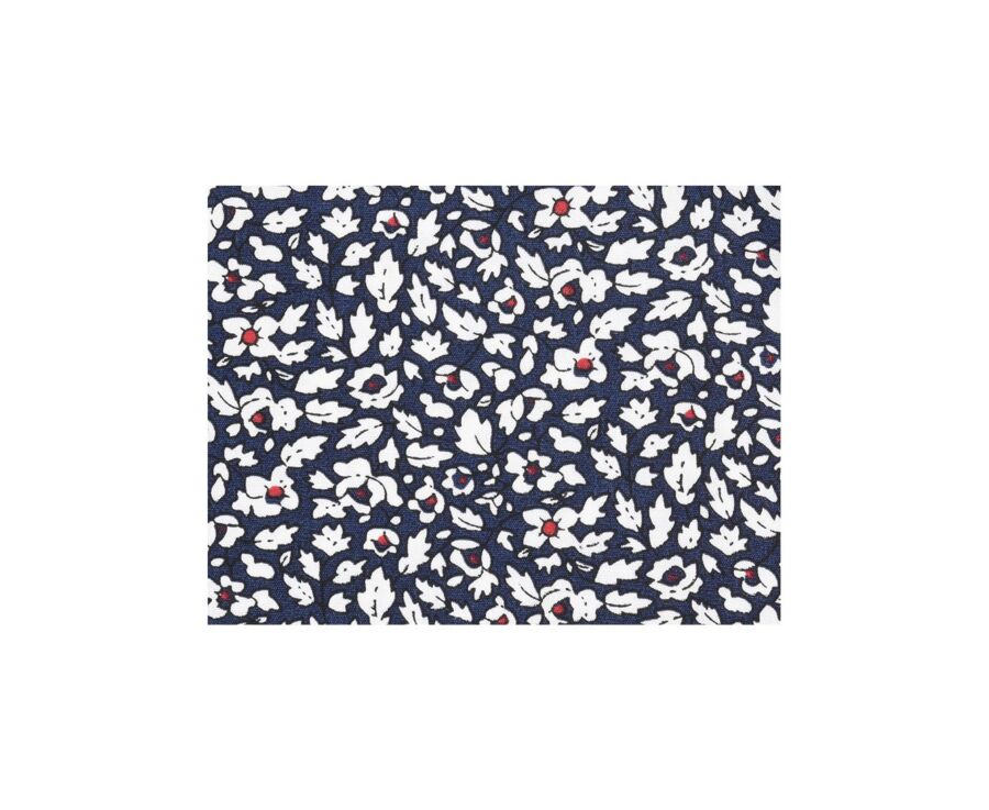 Navy cotton shirt with white and red flowers - VICTORIEN