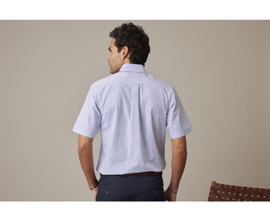 White cotton shirt with thin Blue Ocean checks - TIM MC