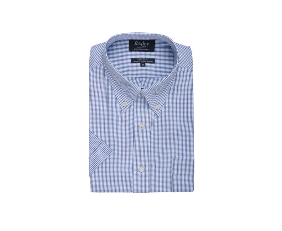 White cotton shirt with thin Blue Ocean checks - TIM MC
