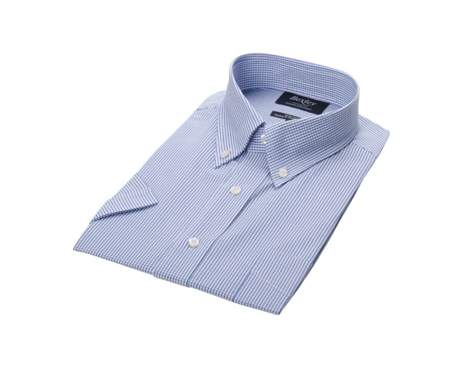 White cotton shirt with thin Blue Ocean checks - TIM MC