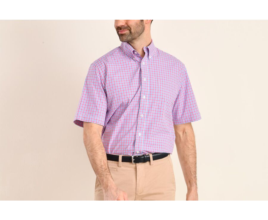Pink blue and White Cotton shirt - Chest pocket - CULLEN MC