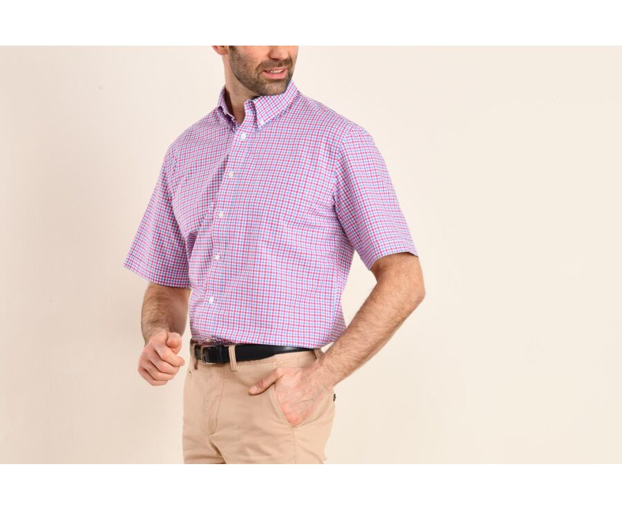 Pink blue and White Cotton shirt Chest pocket Cullen Mc Bexley