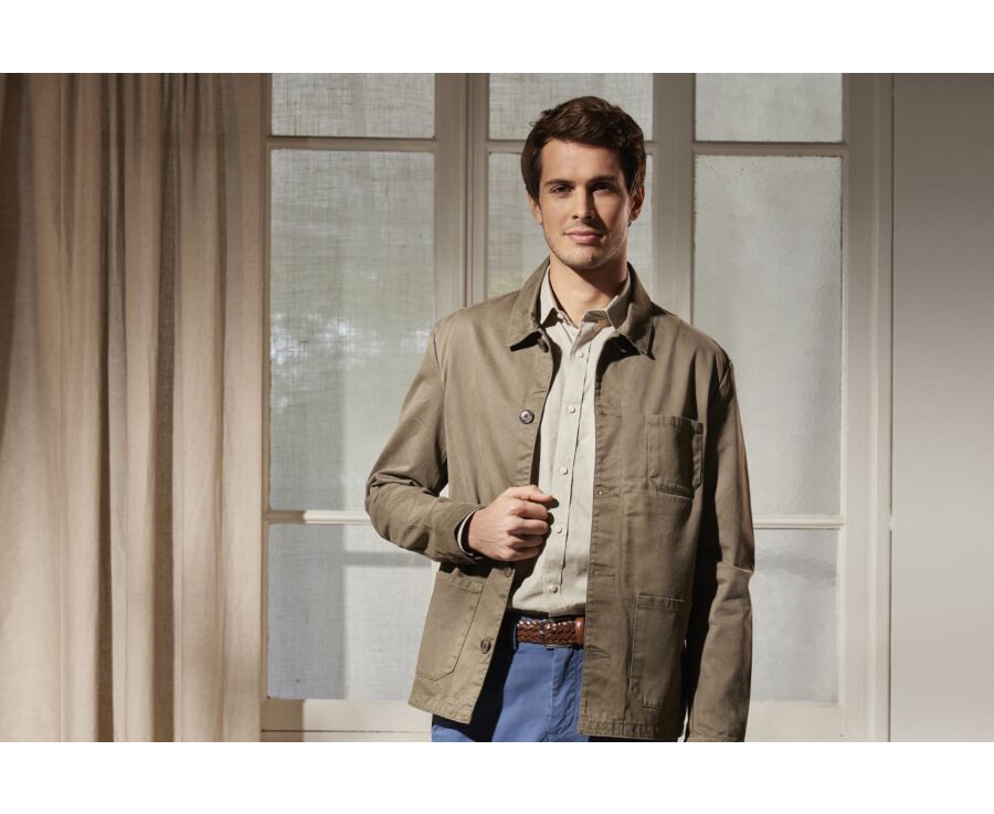 Men's Dark Taupe Cotton Jacket - FÉLICIEN
