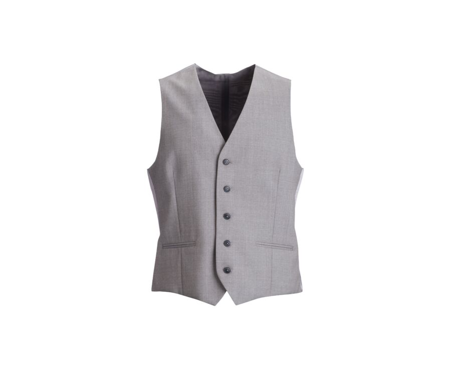 Men's Taupe melange Suit Waistcoat - LAZARE