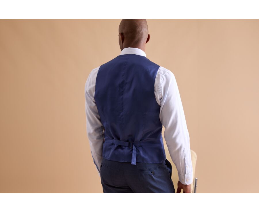 Men's Melange Blue Suit Waistcoat - LAZARE