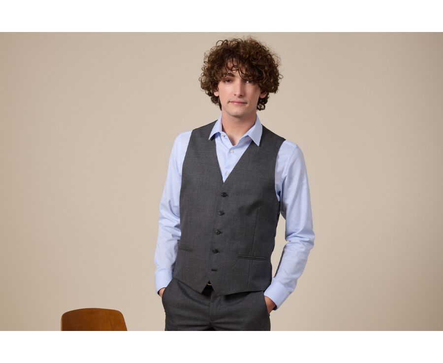 Men's Middle Grey Suit Waistcoat - LAZARE
