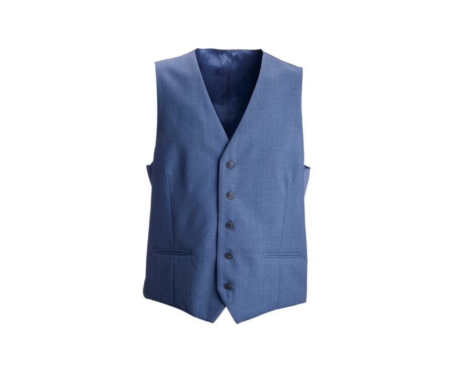 Men's Light Blue Melange Suit Waistcoat - LAZARE