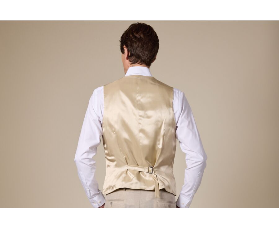 Men's Beige melange Suit Waistcoat - LAZARE