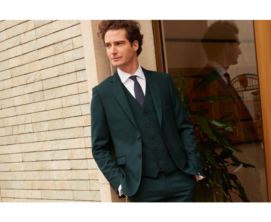 Men's Bottle Green Suit Waistcoat - LAZARE
