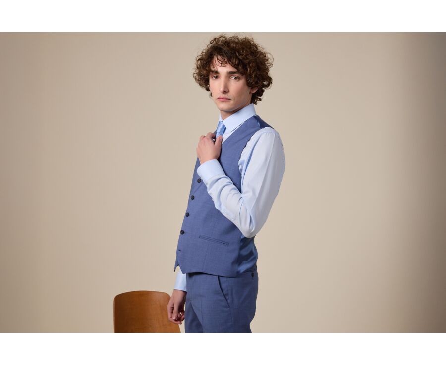 Middle Blue Melange Waistcoat - LAZARE