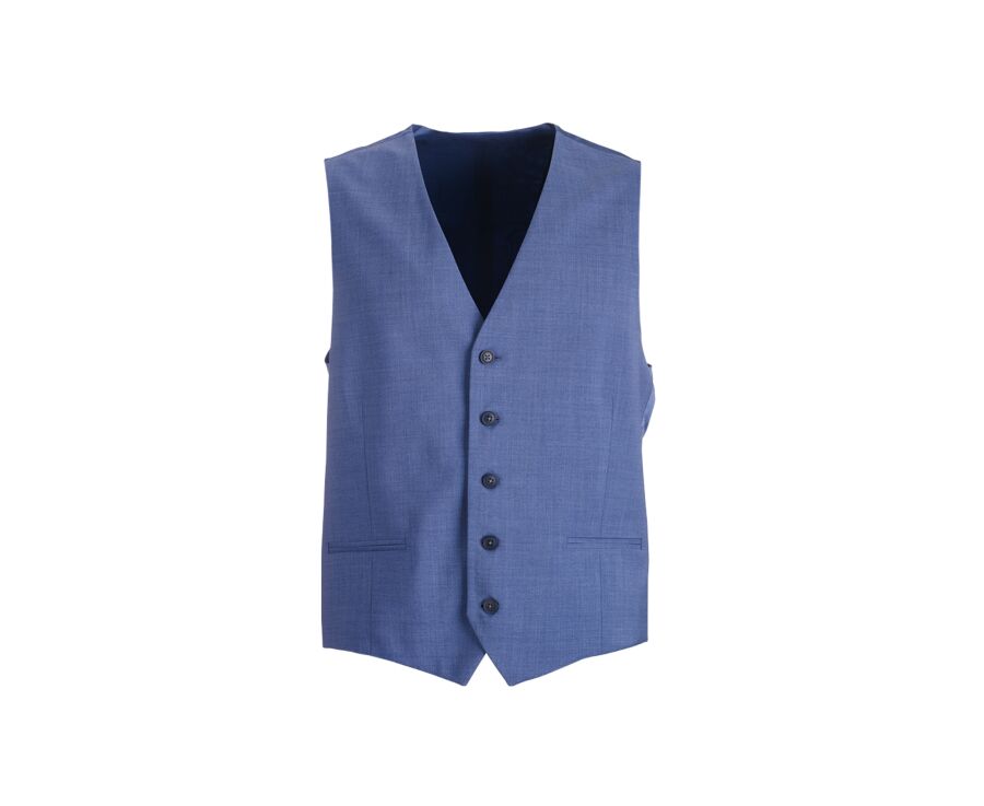 Middle Blue Melange Waistcoat - LAZARE