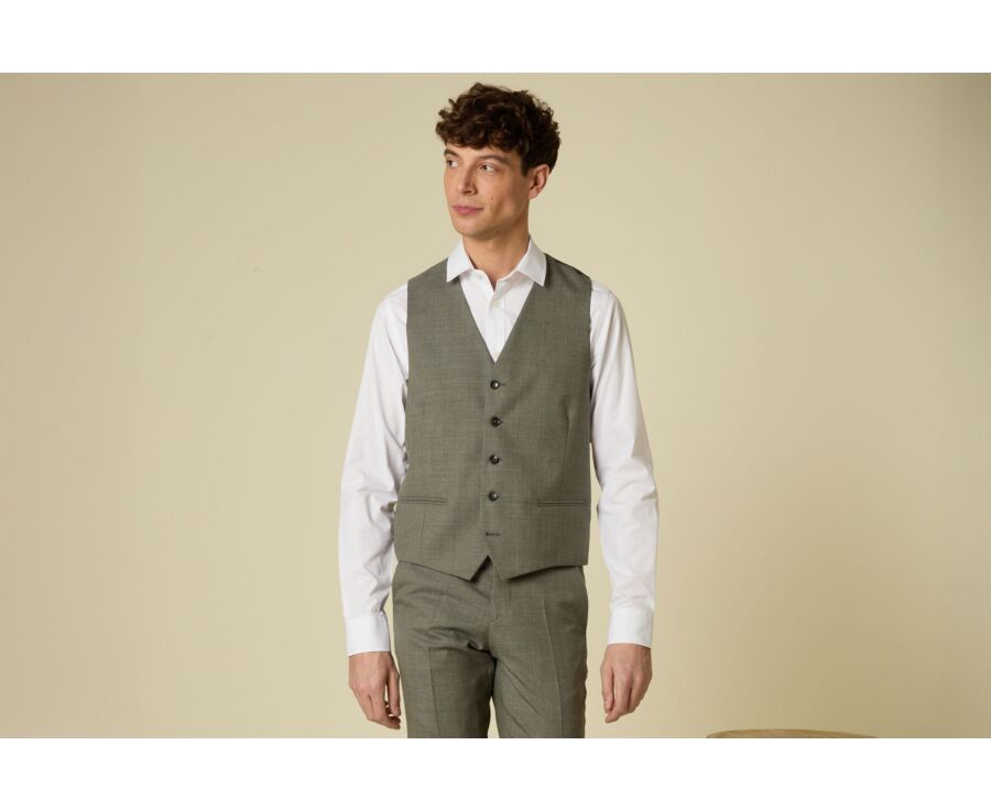 Men's Waistcoat Light Khaki Melange - LAZARE