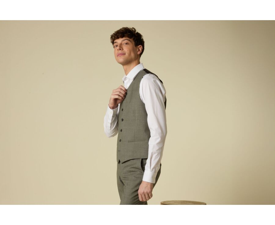 Men's Waistcoat Light Khaki Melange - LAZARE