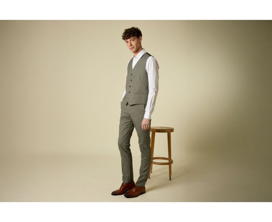 Men's Waistcoat Light Khaki Melange - LAZARE