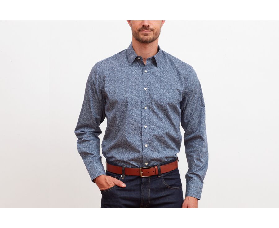 Navy shirt with white and red print - PHIDÉLIEN