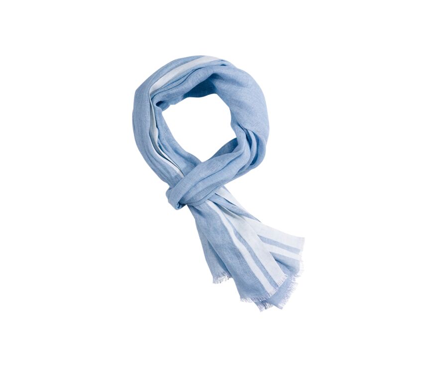 Chambray sky Blue cotton linen Scarf