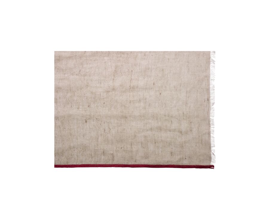 Chambray Beige with red bordure cotton linen Scarf