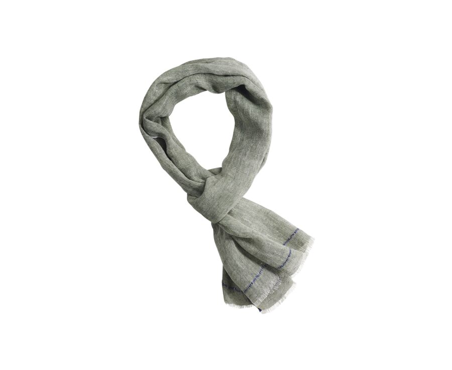 Green Chambray with Navy Border  cotton/linen Scarf