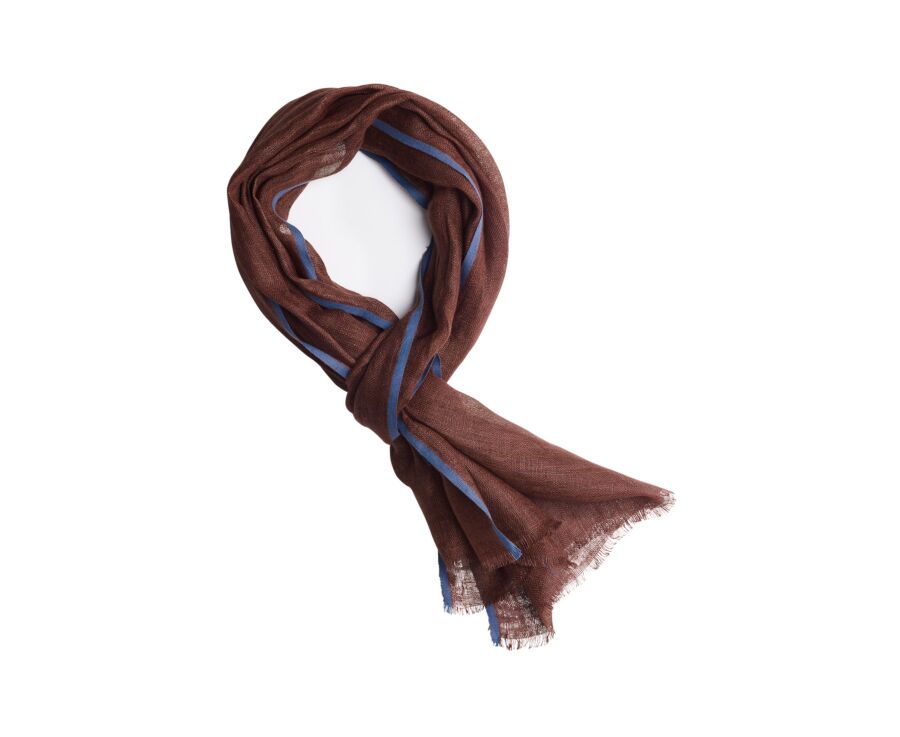 Men’s Linen and Cotton Scarf - Havana Chambray with Indigo Trim