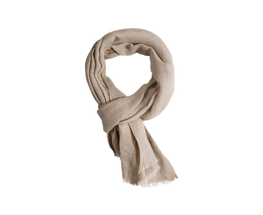 Men’s Linen and Cotton Scarf - Greige Chevron