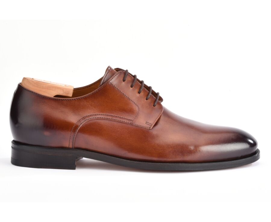 Patina Chestnut Leather Derby Shoes - PENFORD