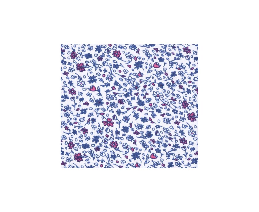 White cotton shirt printed blue and pink flowers - THÉOBERT