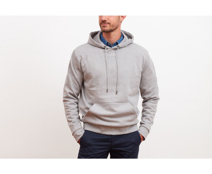Grey Melange cotton hoodie  - HUDSEN
