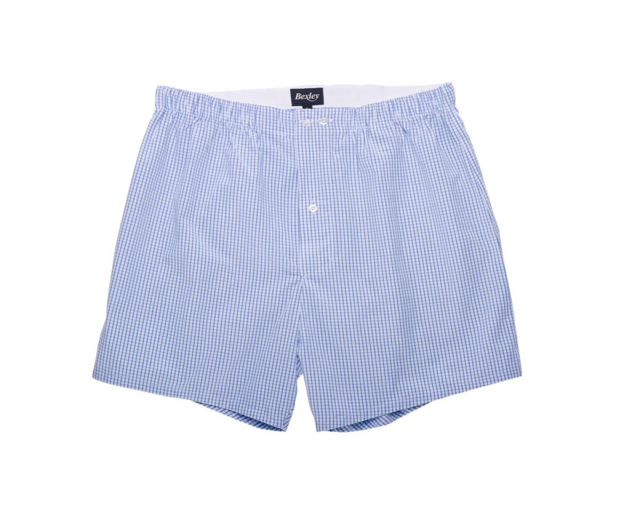 Box of 2 Plain Sky blue & white stripes / white & blue checked Men's boxer shorts - ELON