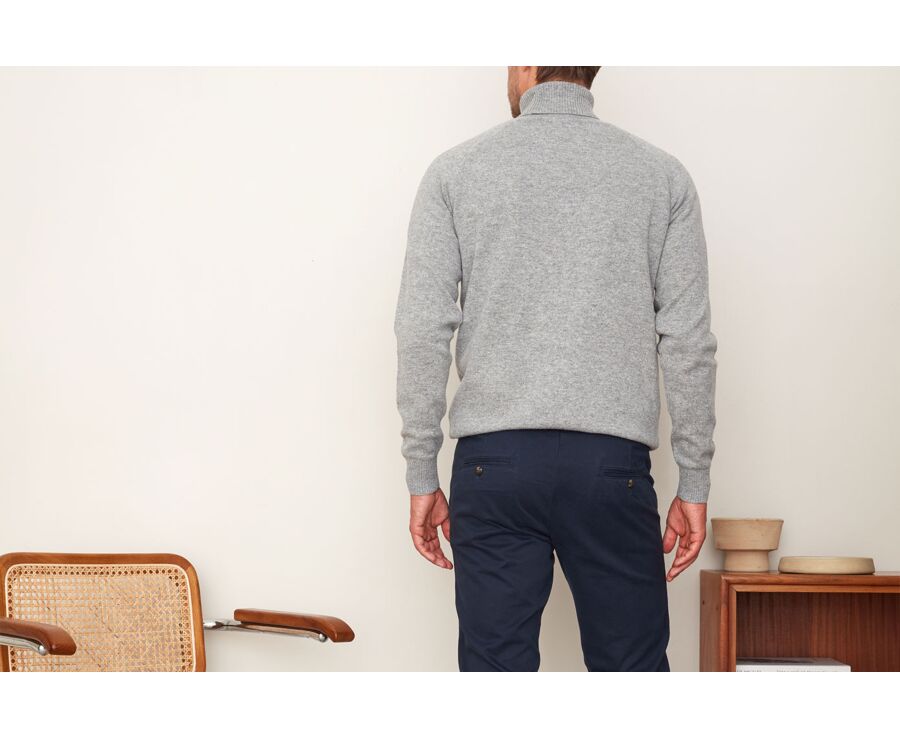 Grey Melange wool roll-neck jumper - EMERSTON