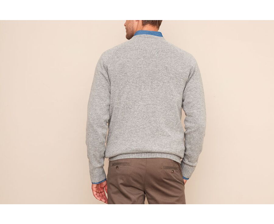 Grey Melange round-neck wool jumper - CONNIC