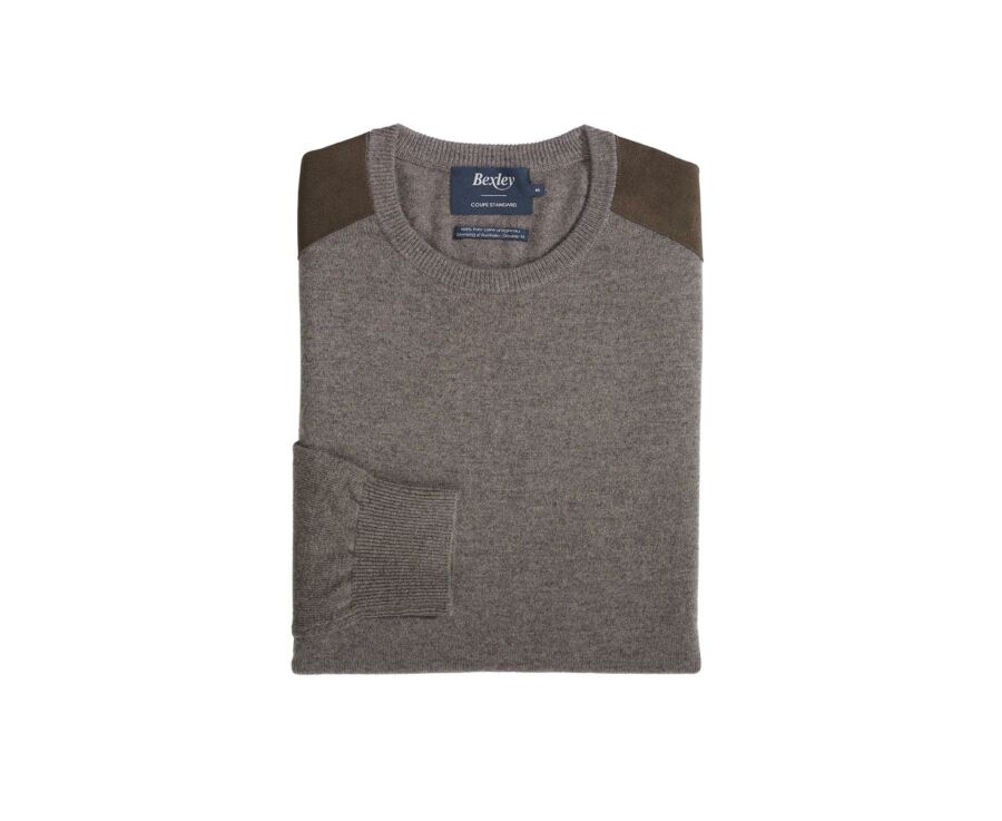 Grey Taupe Melange round-neck wool jumper - CONOW