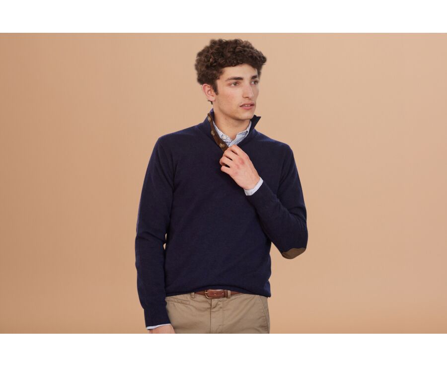 Navy High collar wool jumper Kiltan Bexley