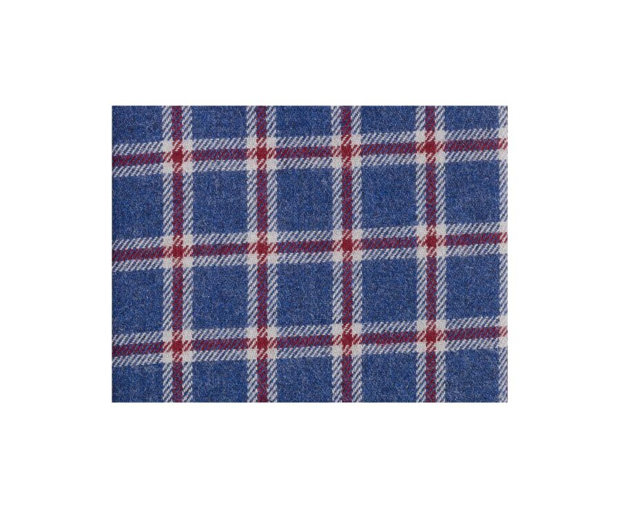 Blue flannel shirt with red checks - Straight collar - PAULIN II