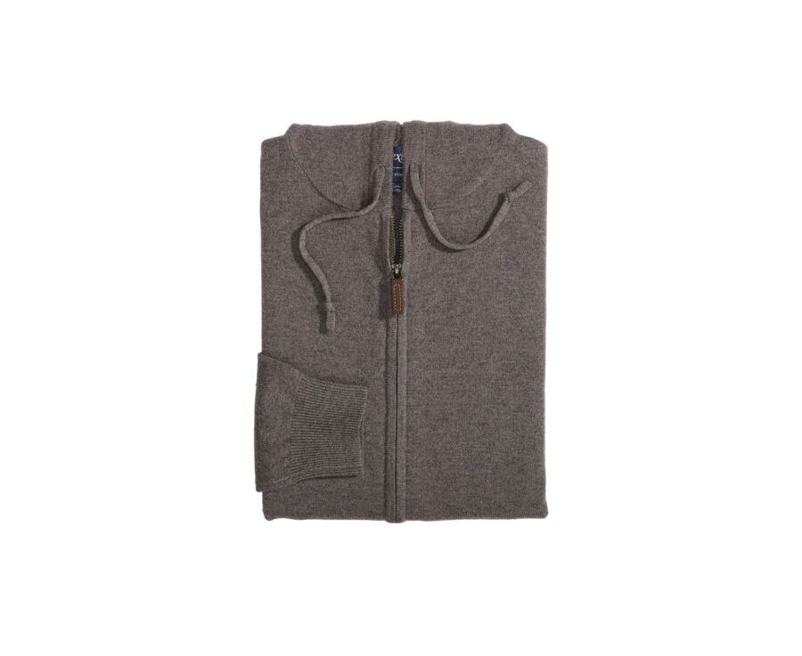 Grey Taupe Melange Wool zip up Hoodie - HOODAN