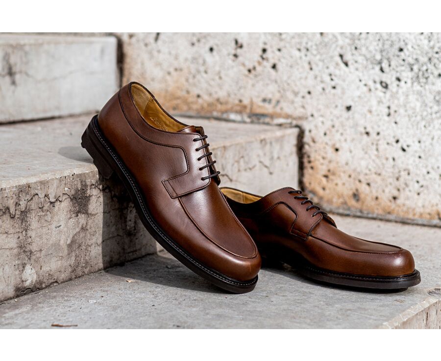 Cognac Derby Shoes Rubber outsole Hudson Gomme Country Bexley