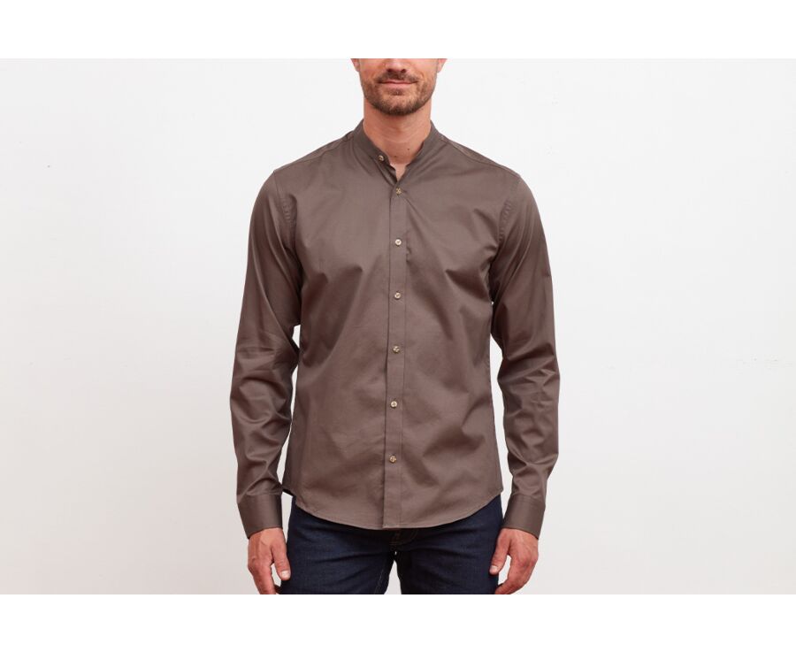 Dark Khaki plain cotton shirt - ACHILDE