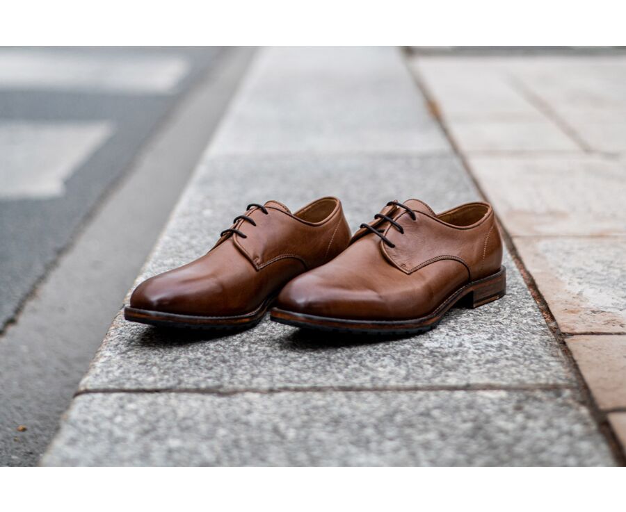 Patina Hazelnut Derby Shoes - EASTLING PATIN